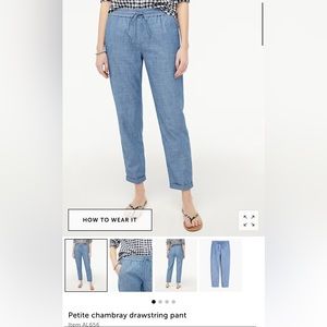 J.Crew 12 Petite Chambray Drawstring Pants